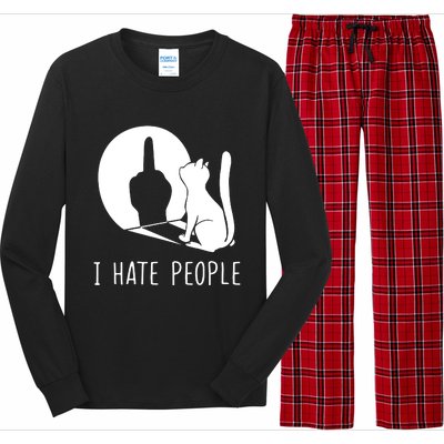 Grumpy Kitten Cats I Dont Like People Cat I Hate People Cat Long Sleeve Pajama Set