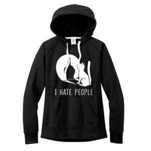 Grumpy Kitten Cats I Dont Like People Cat I Hate People Cat Women's Fleece Hoodie