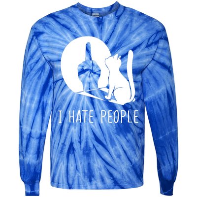 Grumpy Kitten Cats I Dont Like People Cat I Hate People Cat Tie-Dye Long Sleeve Shirt