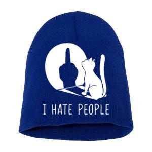 Grumpy Kitten Cats I Dont Like People Cat I Hate People Cat Short Acrylic Beanie