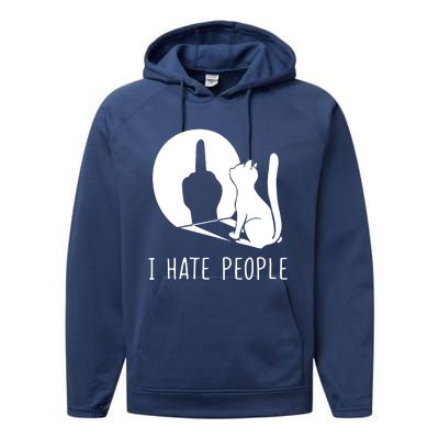 Grumpy Kitten Cats I Dont Like People Cat I Hate People Cat Performance Fleece Hoodie