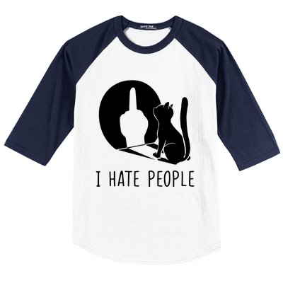 Grumpy Kitten Cats I Dont Like People Cat I Hate People Cat Baseball Sleeve Shirt