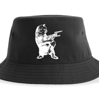 Gunslinger Kitty Cat Gun Cat Sustainable Bucket Hat