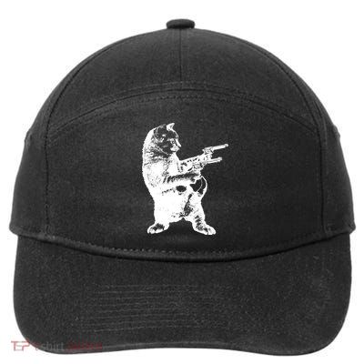 Gunslinger Kitty Cat Gun Cat 7-Panel Snapback Hat