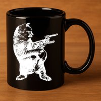 Gunslinger Kitty Cat Gun Cat 11oz C Handle Ceramic Mug