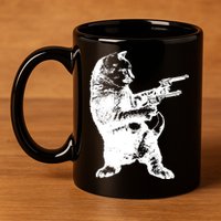Gunslinger Kitty Cat Gun Cat 11oz C Handle Ceramic Mug
