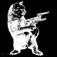 Gunslinger Kitty Cat Gun Cat Drawstring Bag