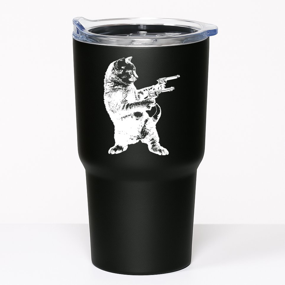 Gunslinger Kitty Cat Gun Cat Tumbler