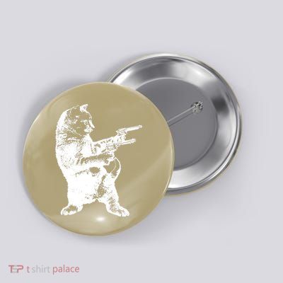 Gunslinger Kitty Cat Gun Cat Button