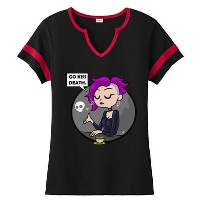 Go Kiss Death Germaine (Foamy The Squirrel) Ladies Halftime Notch Neck Tee