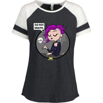 Go Kiss Death Germaine (Foamy The Squirrel) Enza Ladies Jersey Colorblock Tee