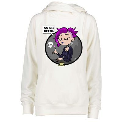 Go Kiss Death Germaine (Foamy The Squirrel) Womens Funnel Neck Pullover Hood