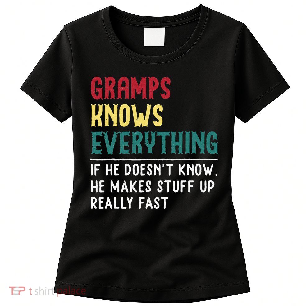 Gramps Know Everything Fathers Day For Funny Grandpa Gramps Womens T-Shirt