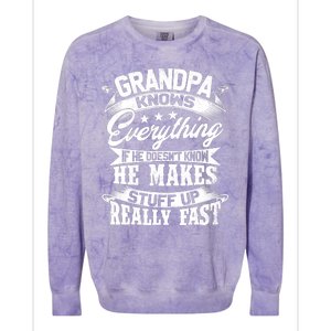 Grandpa Knows Everything Funny For Fathers Day Colorblast Crewneck Sweatshirt