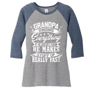 Grandpa Knows Everything Funny For Fathers Day Women's Tri-Blend 3/4-Sleeve Raglan Shirt