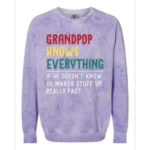 Grandpop Know Everything Fathers Day For Funny Grandpop Colorblast Crewneck Sweatshirt