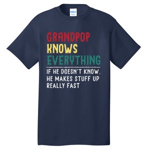 Grandpop Know Everything Fathers Day For Funny Grandpop Tall T-Shirt