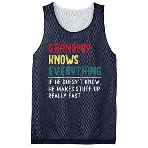 Grandpop Know Everything Fathers Day For Funny Grandpop Mesh Reversible Basketball Jersey Tank