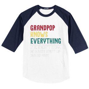 Grandpop Know Everything Fathers Day For Funny Grandpop Baseball Sleeve Shirt