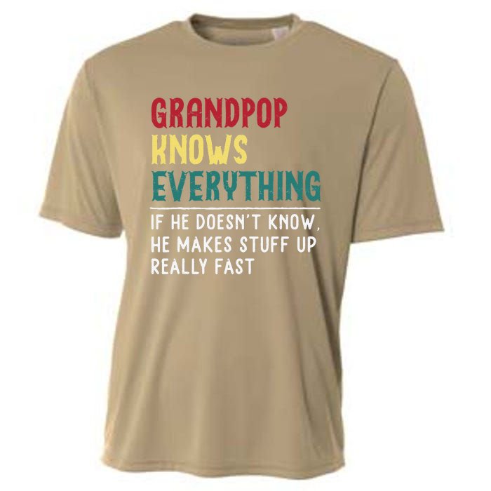 Grandpop Know Everything Fathers Day For Funny Grandpop Cooling Performance Crew T-Shirt