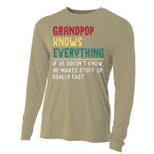 Grandpop Know Everything Fathers Day For Funny Grandpop Cooling Performance Long Sleeve Crew