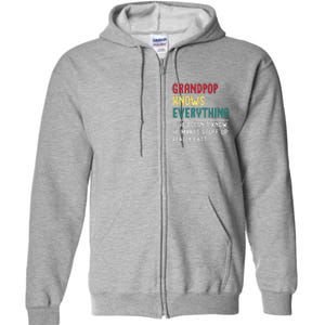 Grandpop Know Everything Fathers Day For Funny Grandpop Full Zip Hoodie