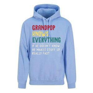 Grandpop Know Everything Fathers Day For Funny Grandpop Unisex Surf Hoodie