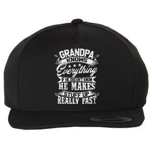 Grandpa Knows Everything Funny For Father's Day Wool Snapback Cap