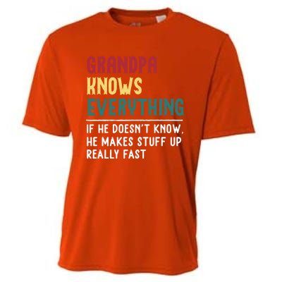 Grandpa Know Everything Father's Day Gift For Funny Grandpa Cool Gift Cooling Performance Crew T-Shirt