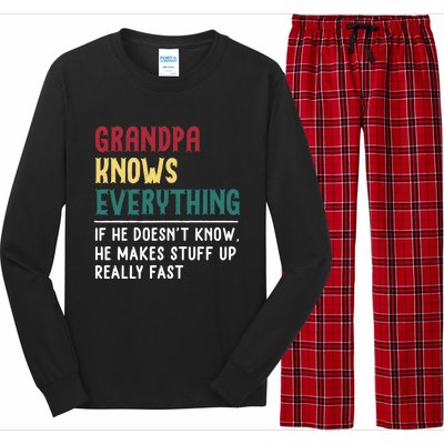 Grandpa Know Everything Father's Day Gift For Funny Grandpa Cool Gift Long Sleeve Pajama Set