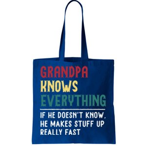 Grandpa Know Everything Father's Day Gift For Funny Grandpa Cool Gift Tote Bag