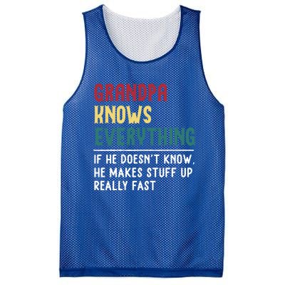 Grandpa Know Everything Father's Day Gift For Funny Grandpa Cool Gift Mesh Reversible Basketball Jersey Tank