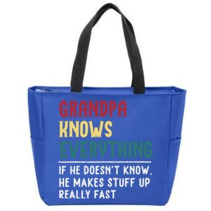 Grandpa Know Everything Father's Day Gift For Funny Grandpa Cool Gift Zip Tote Bag