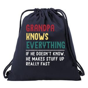 Grandpa Know Everything Father's Day Gift For Funny Grandpa Cool Gift Drawstring Bag