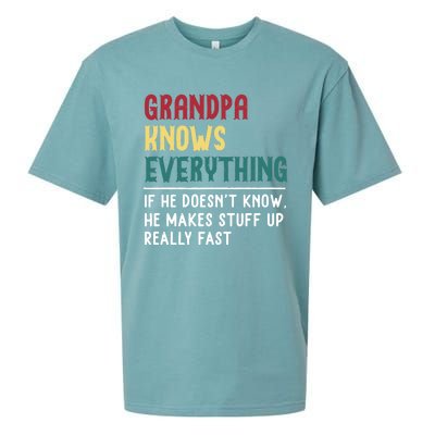 Grandpa Know Everything Father's Day Gift For Funny Grandpa Cool Gift Sueded Cloud Jersey T-Shirt