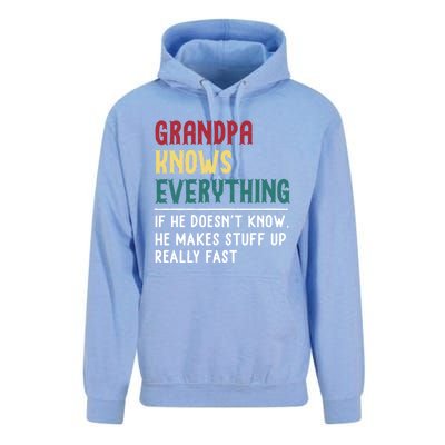 Grandpa Know Everything Father's Day Gift For Funny Grandpa Cool Gift Unisex Surf Hoodie