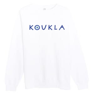 Greek Koukla Evil Eye Greek Pride Greek Woman Girl Greece Premium Crewneck Sweatshirt