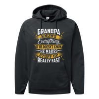 Grandpa Knows Everything Funny Fathers Day Performance Fleece Hoodie