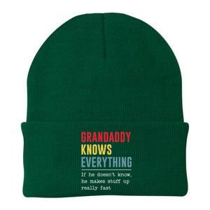 Grandaddy Knows Everything Funny FatherS Day Knit Cap Winter Beanie