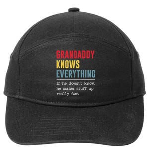 Grandaddy Knows Everything Funny FatherS Day 7-Panel Snapback Hat