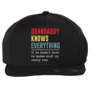 Grandaddy Knows Everything Funny FatherS Day Wool Snapback Cap