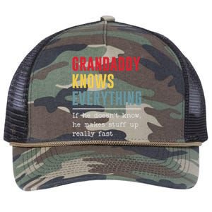 Grandaddy Knows Everything Funny FatherS Day Retro Rope Trucker Hat Cap