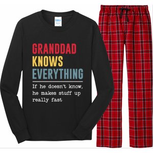 Granddad Knows Everything Gift Funny Grandpa FatherS Day Cool Gift Long Sleeve Pajama Set