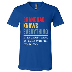 Granddad Knows Everything Gift Funny Grandpa FatherS Day Cool Gift V-Neck T-Shirt