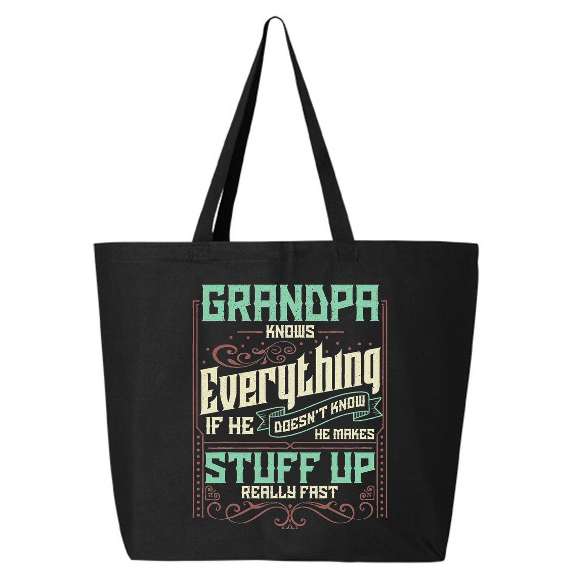 Grandpa Knows Everything Funny Grandpa Fathers Day Gifts 25L Jumbo Tote