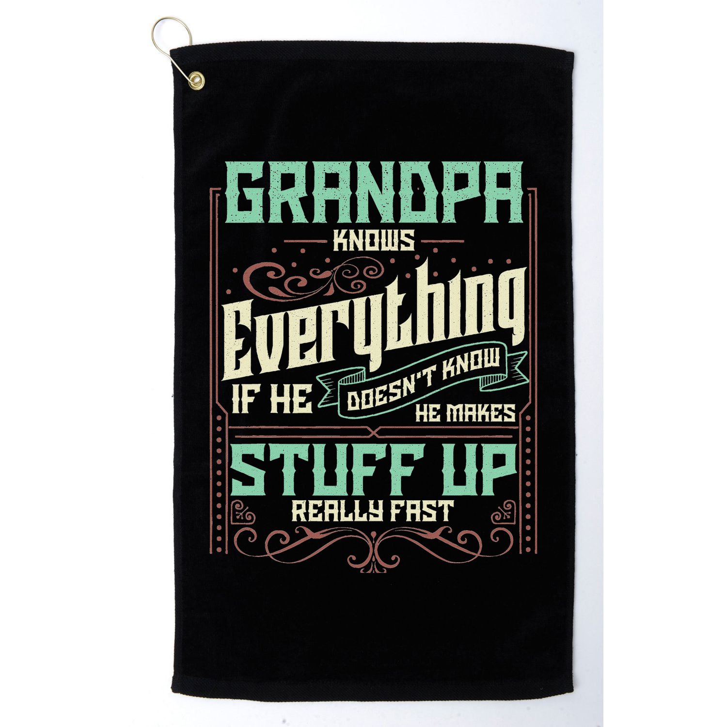 Grandpa Knows Everything Funny Grandpa Fathers Day Gifts Golf Towel
