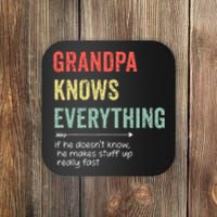 Grandpa Know Everything Vintage Style Funny Dad Father's Day Coaster