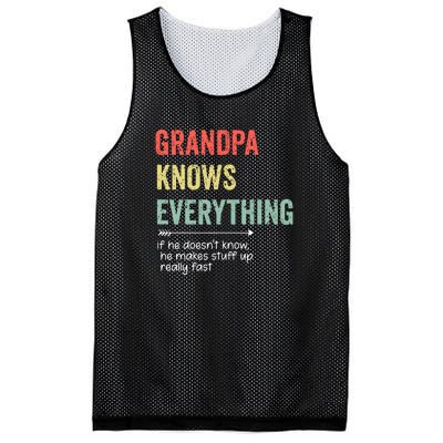 Grandpa Know Everything Vintage Style Funny Dad Father's Day Mesh Reversible Basketball Jersey Tank