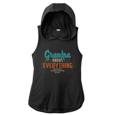 Grandpa Knows Everything For Fathers Day Ladies PosiCharge Tri-Blend Wicking Draft Hoodie Tank