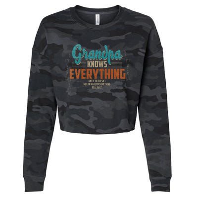 Grandpa Knows Everything For Fathers Day Cropped Pullover Crew